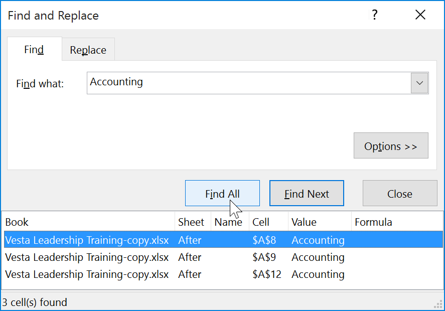 where is the find and replace in excel 2016 for mac